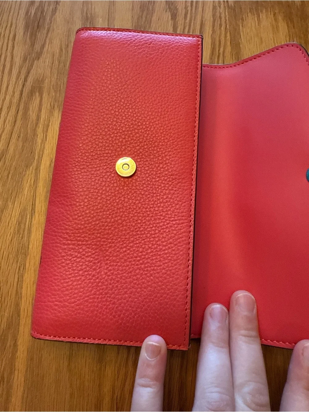 Kate Spade Hot Coral Pink Leather Envelope Wallet